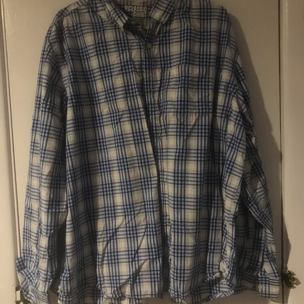 Blue and white button down